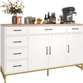 Buffet de Rangement Industriel Blanc – Meuble 140x40x80 cm avec 3 Portes, 6 Tiroirs et Étagères Réglables – Rangement Polyvalent pour Salon, Salle à Manger ou Bureau — photo 1
