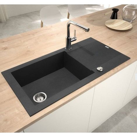 Carea Cuisine & Bain – Évier à encastrer granit 1 bac 98x50x20,5 cm – Résistant aux chocs et rayures – Surface lisse facile d'entretien – Fabrication française — photo 1