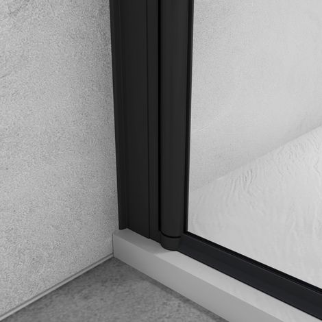 Aica Sanitaire – Paroi de douche à l'italienne pivotante 35x200cm – Verre trempé 8mm anticalcaire – Profilé en aluminium noir mat – Montage réversible — photo 4