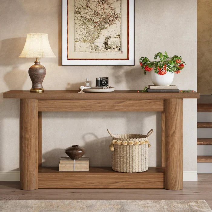 Tribesigns Table console de 160 cm, Table de canapé de ferme à 2 niveaux pour l'entrée