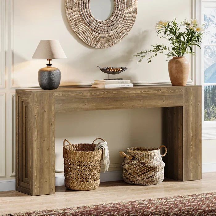 Tribesigns Table console 160 cm, Table de canapé rustique Table de couloir avec pieds robustes