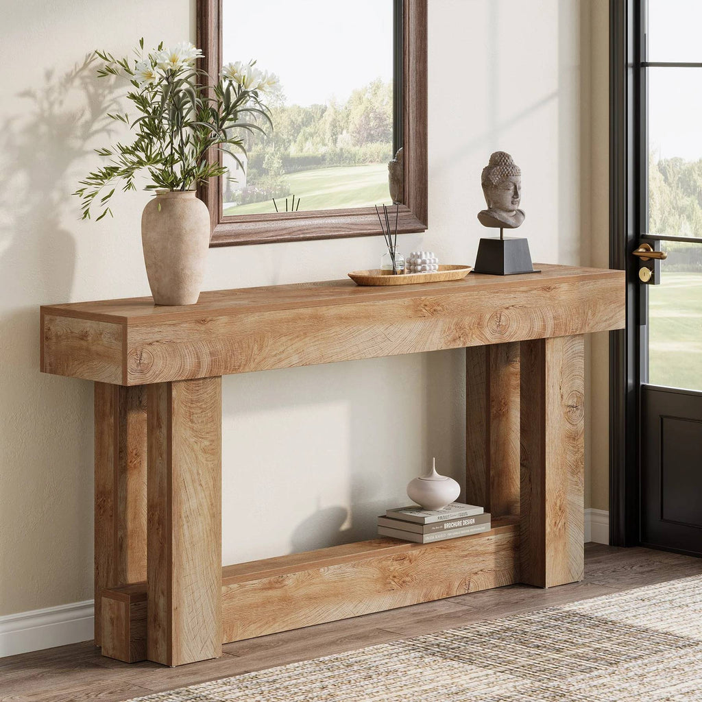 Tribesigns Table console en bois de 160 cm, Table d'entrée de ferme à 2 niveaux