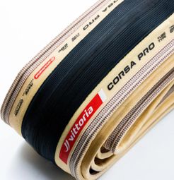 Pneu Route Vittoria Corsa Pro 700 mm Tubetype Souple Anti-Puncture Belt Race Formulation Graphene + Silica Flancs Beiges — photo 3