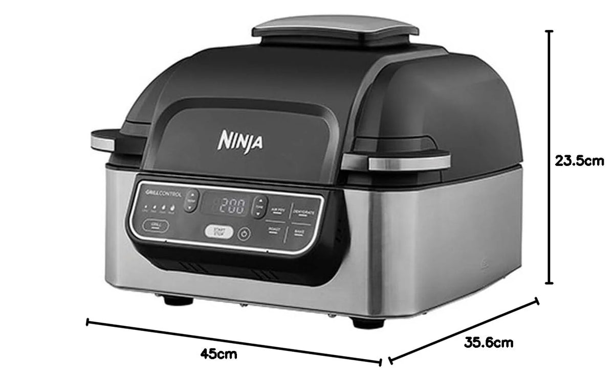 2026 Ninja Foodi Grill & Air Fryer, 5,7L, 5 Fonctions de Cuisson Air Fry, Grille, Cuit, Rotis et bien plus, Pièces Lavables au Lave-vaisselle, Noir/Argent