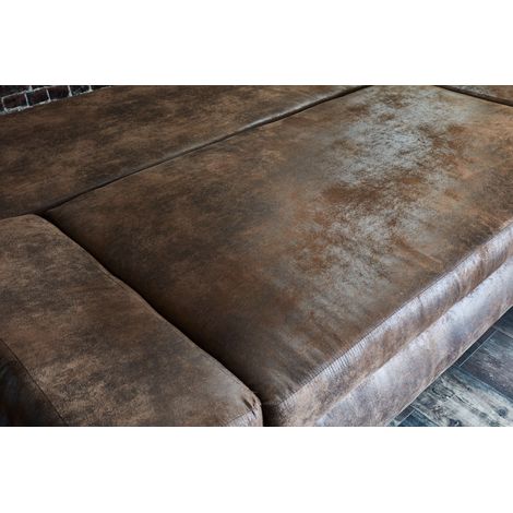 Larson - canapé droit 3 places convertible - avec coffre de rangement - style industriel - marron — photo 4