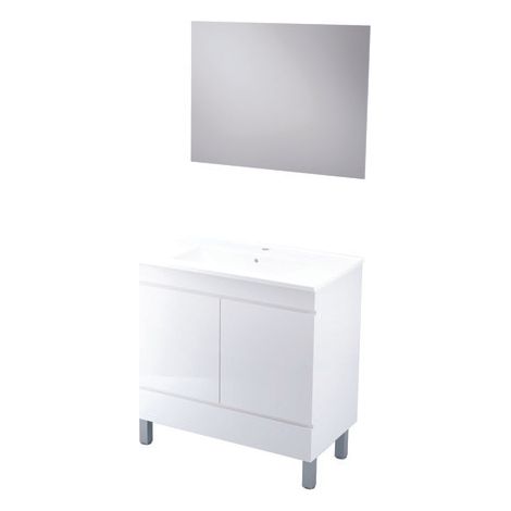 ONDEE ZEN - Meuble de salle de bain à poser LANCELO - 80cm - Blanc - Laqué  - Livré monté — photo 1