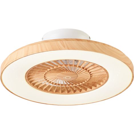 Qazqa – Ventilateur de plafond 60cm en bois naturel – Éclairage LED dimmable 1600 lumens – Télécommande incluse – Pour salon et chambre — photo 1