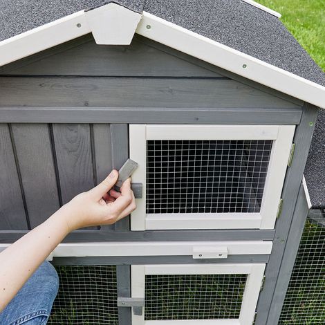 Bb-Loisir – Cage clapier enclos lapin extérieur en bois 210x54x85,5cm – Grand espace avec rampe en bois – Accès facile par 4 portes – Résistant aux intempéries — photo 2