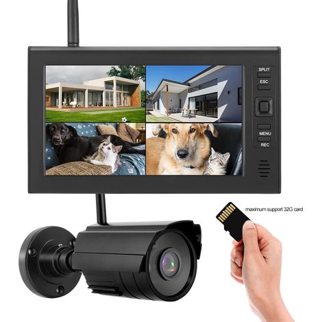 Eosnow – Système de surveillance de sécurité sans fil LCD 7 pouces – Wi-Fi 4 canaux – Vision nocturne – Enregistrement sur carte mémoire 32 Go - WIFI 4 CH — photo 3