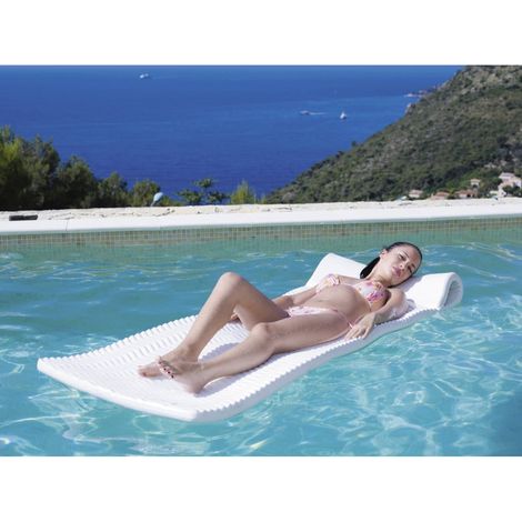 Matelas gonflable de piscine 172x68cm – Mousse épaisse 3cm – Résistant et confortable – Coloris blanc – Kerlis — photo 1