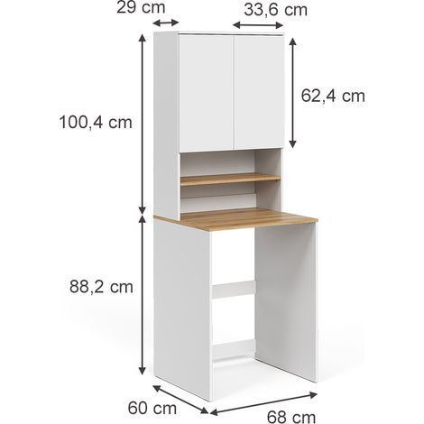 Armoire machine à laver Viktor, Blanc/Artisan, 68x88.2cm 2 pièces avec étagère, Vicco — photo 3