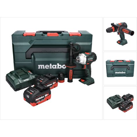 Metabo – Perceuse-visseuse sans fil 18V 2x5.5Ah – 602359660 – Moteur Brushless – Couple 130Nm – Ø perçage acier 13mm – Coffret avec chargeur