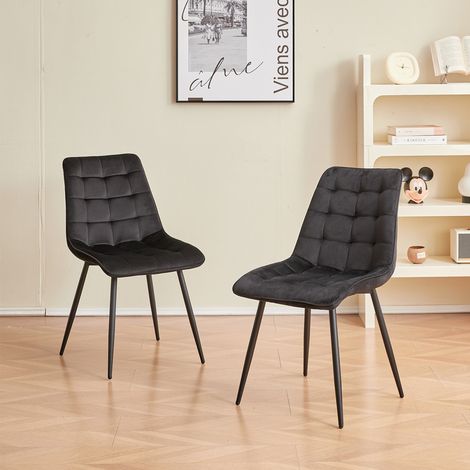 Wokaka Lot de 6 chaises en Velours - chaises de salle à manger style rétro,ergonomiques - 47 Lx43 Px50 H cm(noir) — photo 2