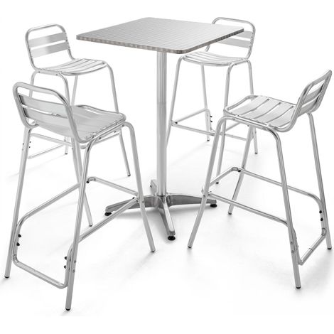 Oviala – Lot de 4 chaises hautes en aluminium anodisé – Charge maximale 120kg – Dossier incliné et repose-pieds pour confort – Patins antidérapants en PEHD — photo 4