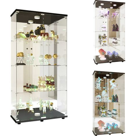 Pergar – Vitrine en verre trempé 4 étagères – Éclairage d'ambiance réglable – Poignée métallique – Serrure de sécurité – Dimensions 80.5x36.5x164 cm — photo 3