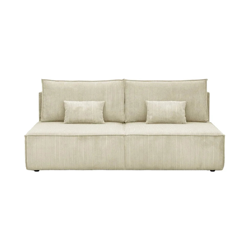2026 Canapé convertible 3 places en velours côtelé beige – design moderne, assise confortable, fonction lit intégrée
