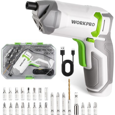 Workpro – Perceuse-visseuse sans fil 3,6V – Couple 7Nm – Batterie 2,0Ah – Charge rapide USB – Léger 400g pour espaces confinés