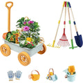 2026 Mostop Kit d'outils de jardinage pour enfants - Jouet avec brouette, pelle en métal, râteau, râteau, chariot de jardin e