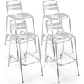 Oviala – Lot de 4 chaises hautes en aluminium anodisé – Charge maximale 120kg – Dossier incliné et repose-pieds pour confort – Patins antidérapants en PEHD — photo 1