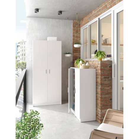 Dmora – Armoire murale de salle de bain 2 portes – 3 étagères modulables – Panneau mélaminé 15mm – Dimensions 37x180h cm – Poids max 45 kg — photo 5