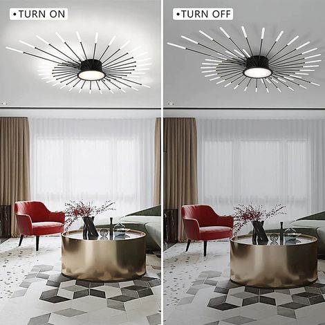 Eosnow – Plafonnier LED moderne 42 têtes – Acrylique et fer – Lumière neutre 110-240V – Pour salon et chambre – Taille 128 cm x 9 cm — photo 4
