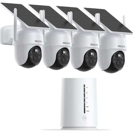 Kit Caméra de Surveillance Extérieur ARCCTV Sans fil 4MP batteries solaires Station de base Plug andPlay Carte sd 32G avec 4 caméras — photo 1