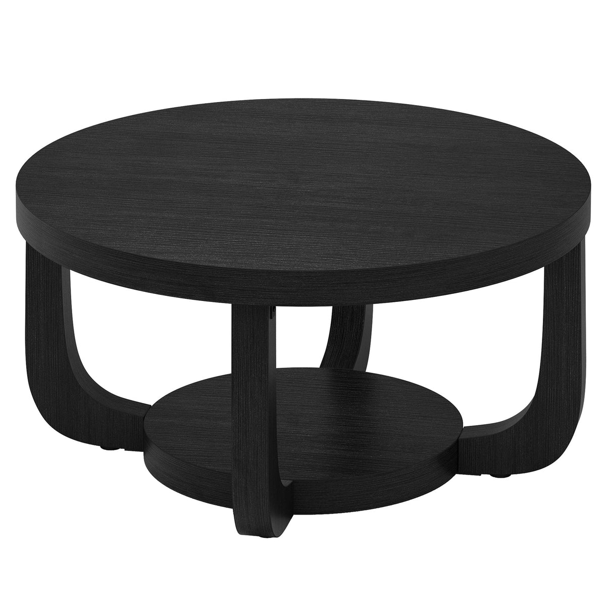 Tribesigns Table basse ronde, Table basse ronde à 2 niveaux avec espace de rangement