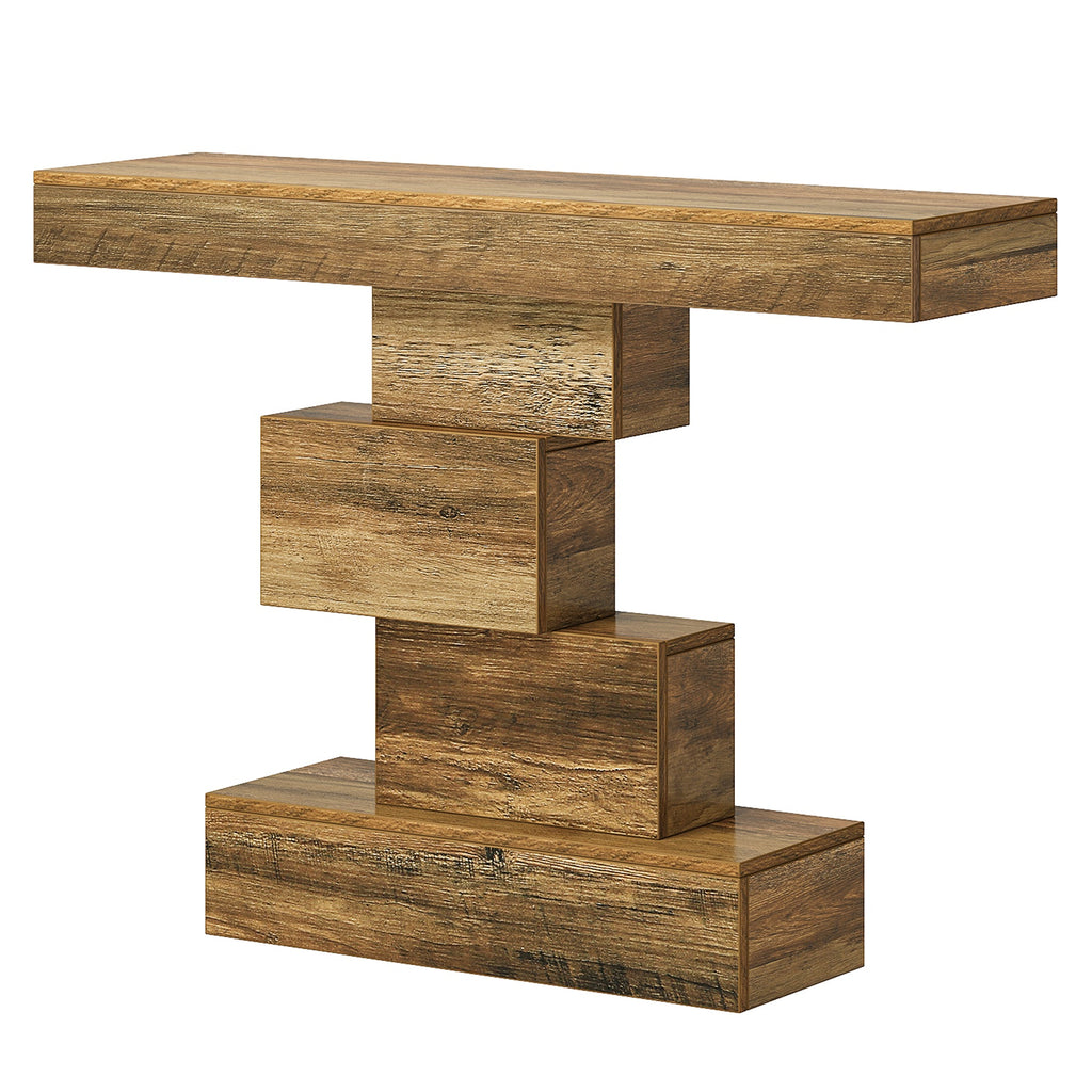 Tribesigns Console de 108 cm, Table de canapé en bois Table d'appoint avec base géométrique