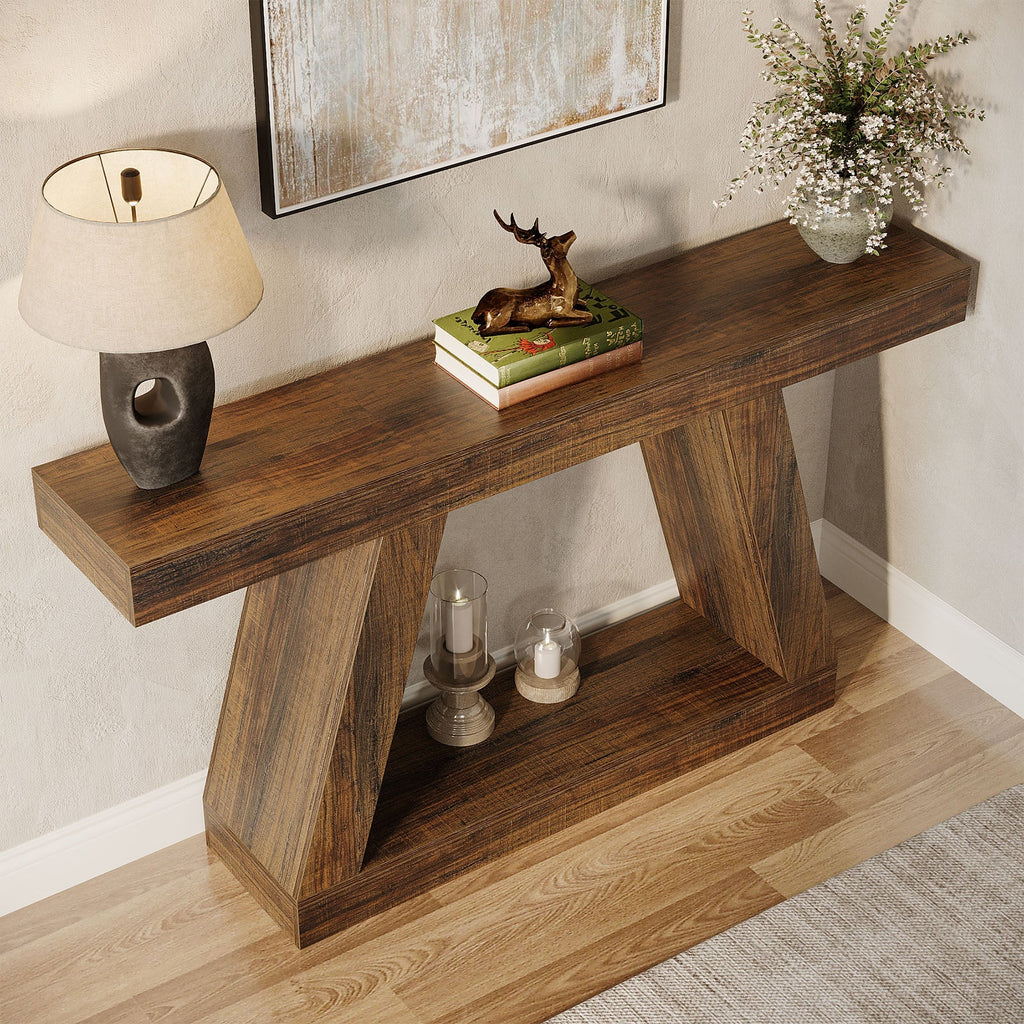Tribesigns Table console industrielle de 140 cm pour entrée, Table basse de couloir