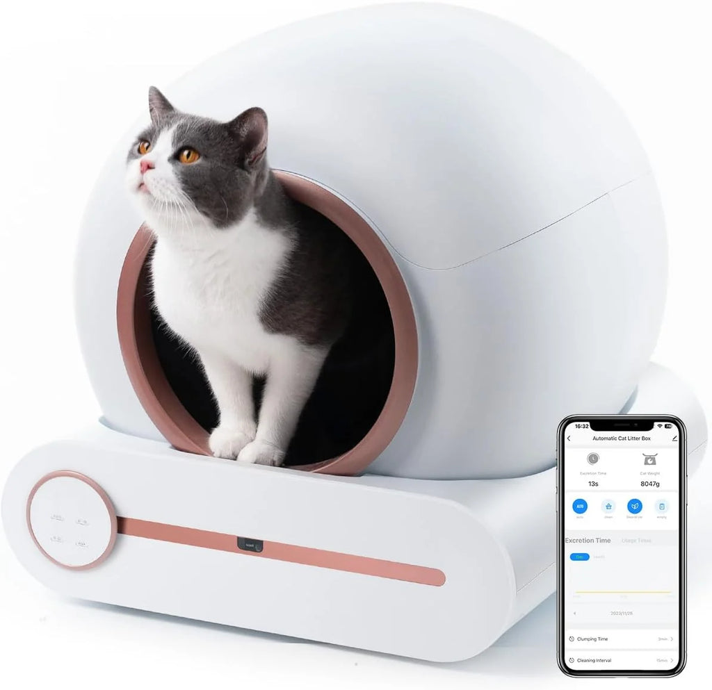 2026 Megonia Litière Autonettoyante Chat Automatique: 2.4GHz WiFi Con App Contrôle à Distance 65L Grande Capacité Anti-Pincem