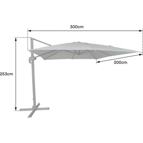 Happy Garden – Parasol déporté carré 3x3m beige – Toile polyester 200g/m² traitée anti-UV – Mât en aluminium – Inclinaison et rotation 360° — photo 5