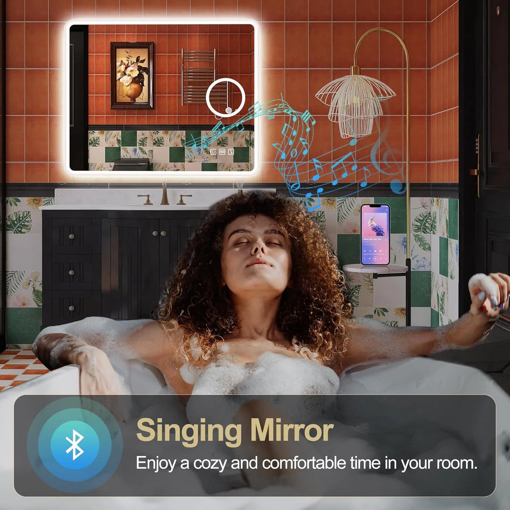 2026 Miroir de salle de bain S'bagno avec éclairage 1200 x 700 mm, IP44, LED, Bluetooth, antibuée, 3 couleurs de lumière (3 0