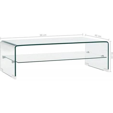 Vidaxl – Table basse fixe en verre trempé 98x45x31 cm – Épaisseur 10 mm – Avec étagère intégrée – Style contemporain — photo 4