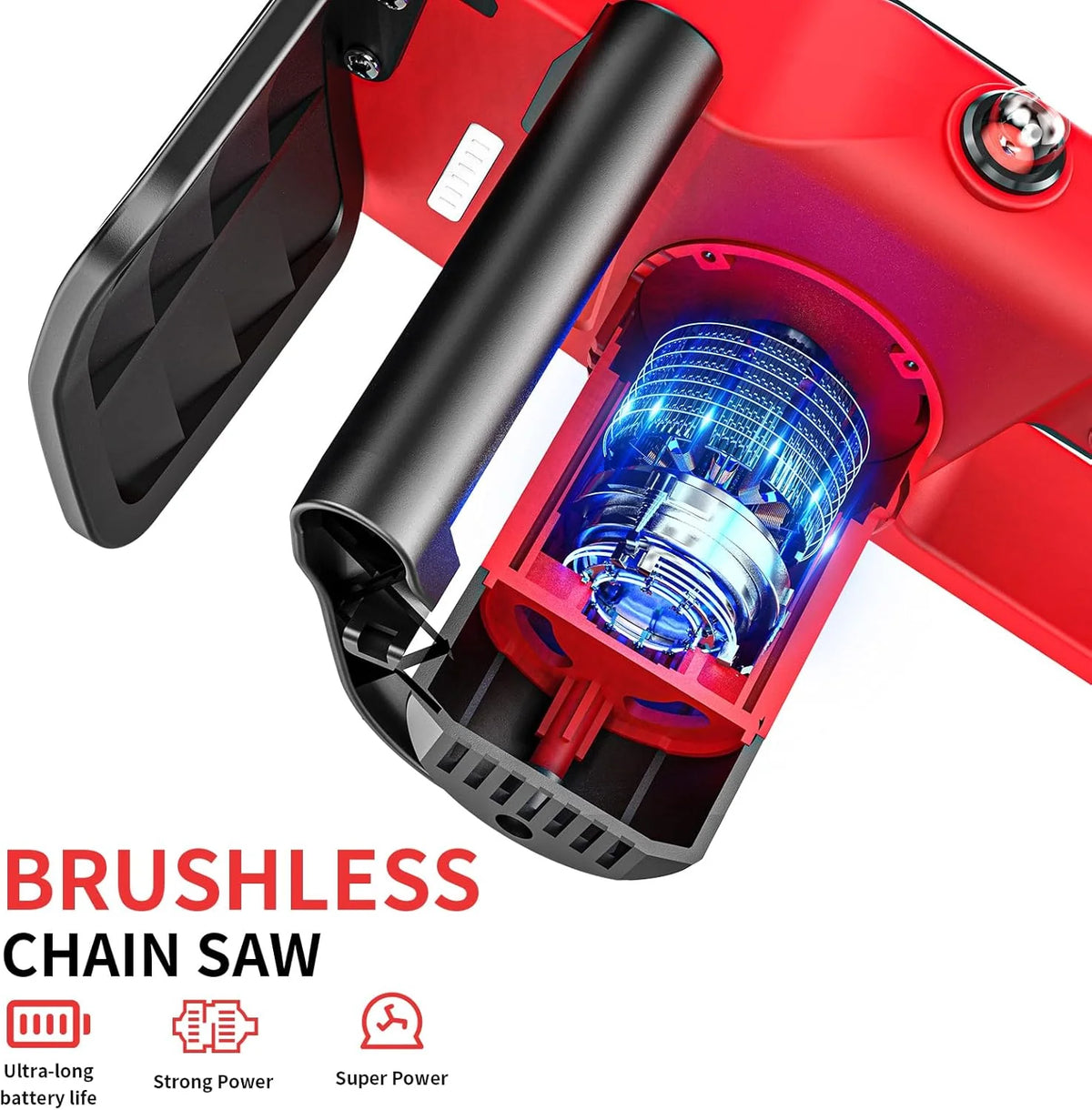 2026 Brushless Trononneuse avec batterie 3000mAh * 2, 12 pouces scie à chane électrique sans fil, scie à chane électrique à u