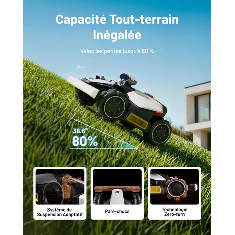MAMMOTION LUBA mini 2 AWD 1000 Robot Tondeuse sans Fil Périmétrique, jusqu'à 1000m², AI Vision à Tri-Caméra+Positionnement NetRTK, Auto-Cartographie, Pentes 80%, DropMow — photo 4