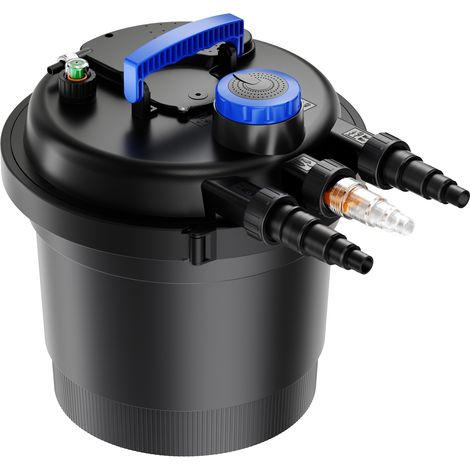 Wiltec CPF-180 Filtre de bassin à pression avec stérilisation UV - 380 x 380 x 400 mm - 11 W / étang 6000 l max. / réservoir 20 l - Nettoyage facile - Filtration eau à grand débit — photo 1