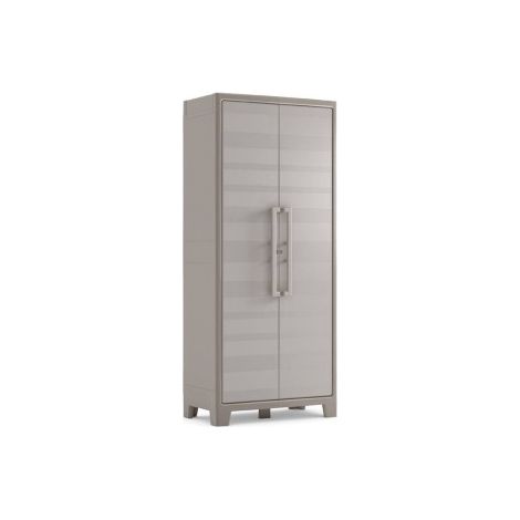 Keter – Armoire de jardin imperméable 2 portes – 8 étagères réglables – Plastique gris finition bois – Capacité 15 kg par étagère — photo 1