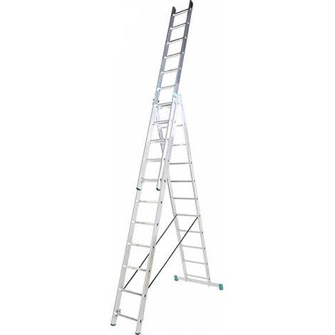 Matisère – Échelle transformable 3 plans 3x11 barreaux – Longueur max. 7.11m – Charge maximale 150kg – Pour chantiers humides – 7611 — photo 1