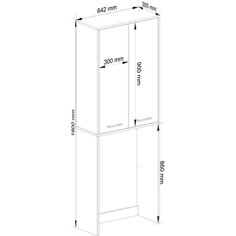 Akord – Meuble machine à laver 64 cm – 2 portes – Chêne Sonoma – 4 étagères – Dimensions 64x30x180 cm – Panneau stratifié — photo 3