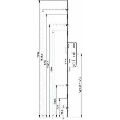 Serrure à larder FERCOMATIC 40 70 4 galets – Mécanisme de verrouillage automatique – Longueur 2150mm – Pour portes en bois dur — photo 3