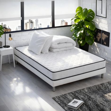 Ensemble Matelas et Sommier Tapissier 140x190 cm - Matelas+Sommier+Couette 220x240cm +2 Oreillers 60x60cm(deux colis) — photo 1