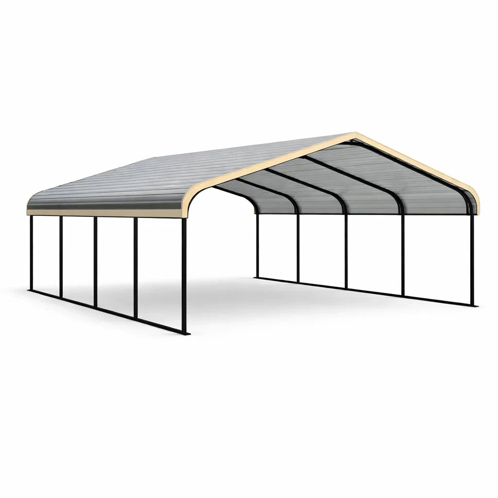 Abri de voiture en acier noir avec toit en polycarbonate 600x300x240 cm - 2026