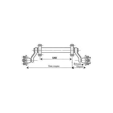 Maxter – Essieu non freiné 450KG – Moyeux 4 trous entraxe 115 mm – Longueur 985 mm – EAB 942 mm pour remorque — photo 2