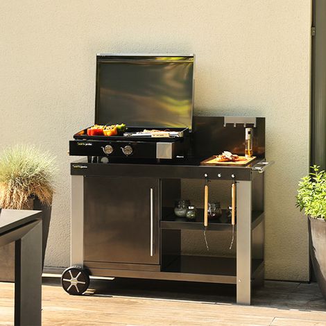 Desserte de jardin pour Plancha / Barbecue COOK'IN GARDEN Nova XL - Acier - Avec Crédence - Étagère - Porte Serviette - Porte Ustensiles - Gris — photo 3