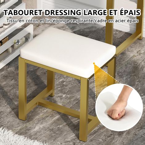 Coiffeuse avec miroir led, Coiffeuse avec Miroir et Tabouret – Design Blanc en L, Parfaite pour Votre Coin Beauté — photo 5