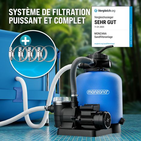 Pompe filtre à sable max. 13.200 L/h avec pré-filtre XXL piscine nettoyage eau — photo 3