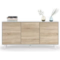 Buffet 154x41x75 cm blanc brillant et chêne canadien avec 3 portes – Pisa — photo 1