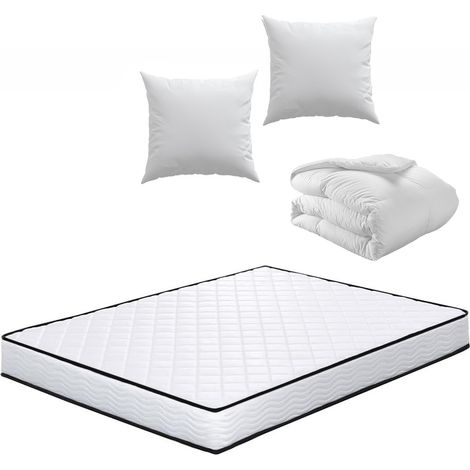 Iztoss – Matelas mémoire de forme 140x190x15 cm – Ensemble literie avec couette 220x240 cm et 2 oreillers 60x60 cm – Emballage sous vide — photo 1