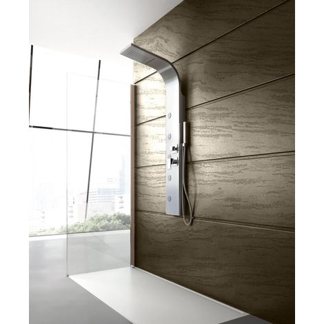Giorgy – Colonne de douche hydromassante 150 cm – Acier inoxydable brossé – 4 jets orientables – Installation facile sans électricité — photo 1