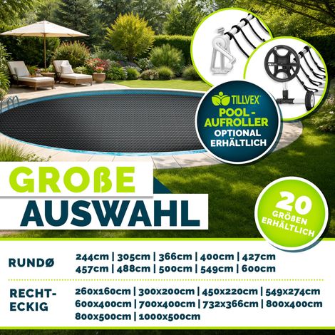 Tillvex – Couverture solaire de piscine 400 µm rectangulaire 800 x 400 cm – Film solaire découpable – Réduction évaporation 90% – Chauffage écologique — photo 2